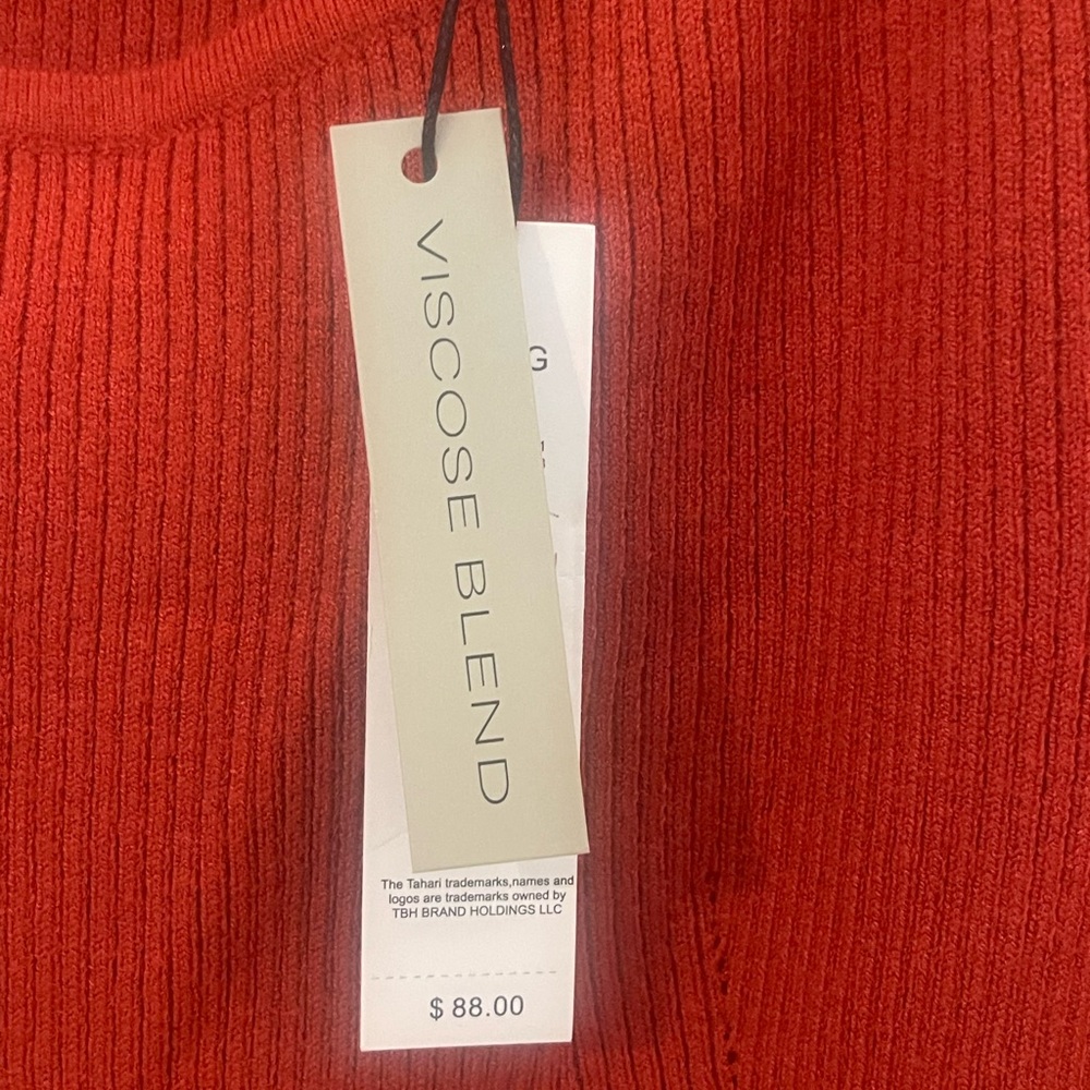 Tahari Vibrant Spicy Orange Long Sleeve Dress Size Large - Picture 4 of 8